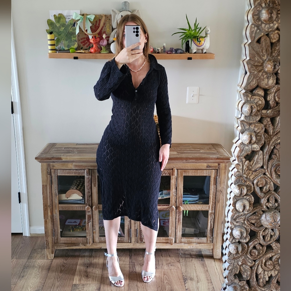 🌿 Rue Stiic Knit Midi Dress | Size S | 100% Cotton | Boho Chic